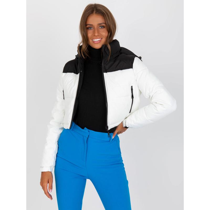 Dámská bunda s kapsami prošívaná zimní WENDY černobílá 