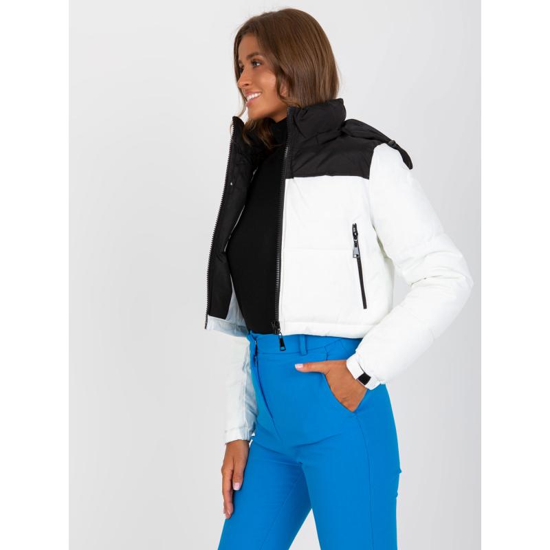 Dámská bunda s kapsami prošívaná zimní WENDY černobílá 