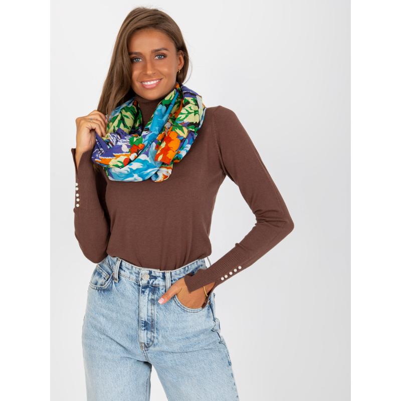 Dámský šátek s potiskem modro-oranžový 