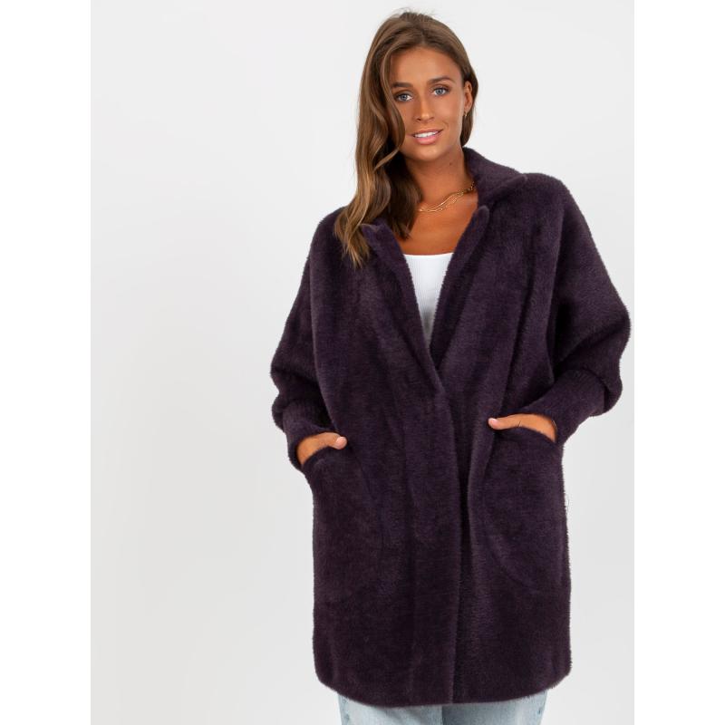 Dámský kabát z alpaky EMMA tmavě fialový 