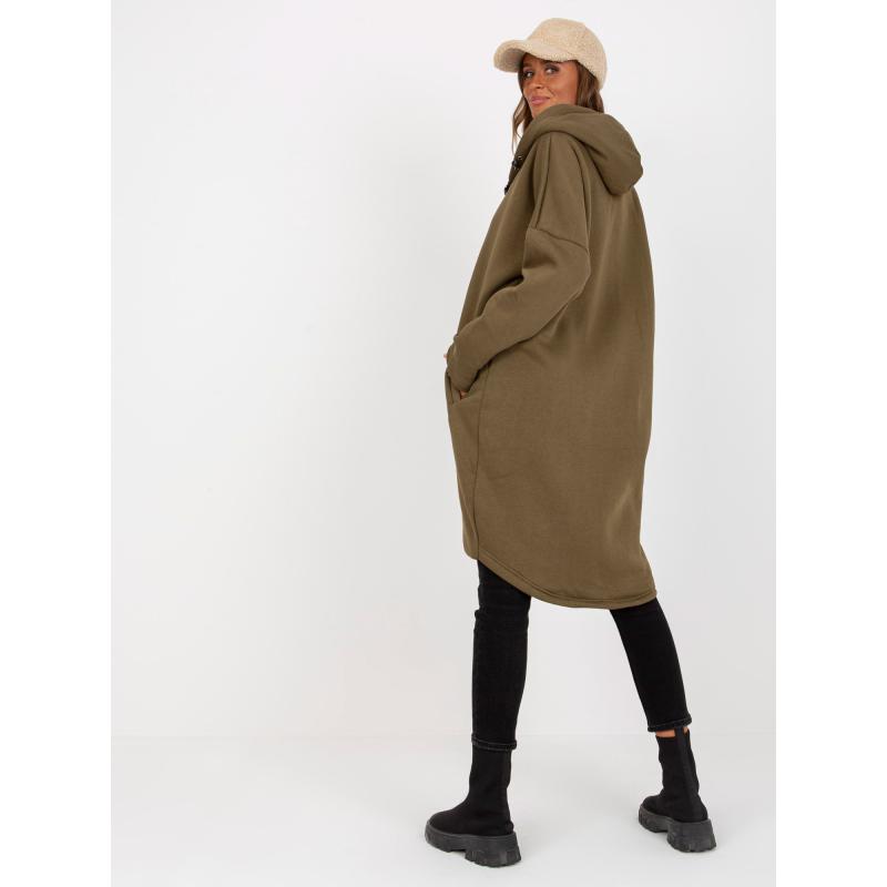 Dámska mikina basic s vreckami Tina RUE PARIS khaki