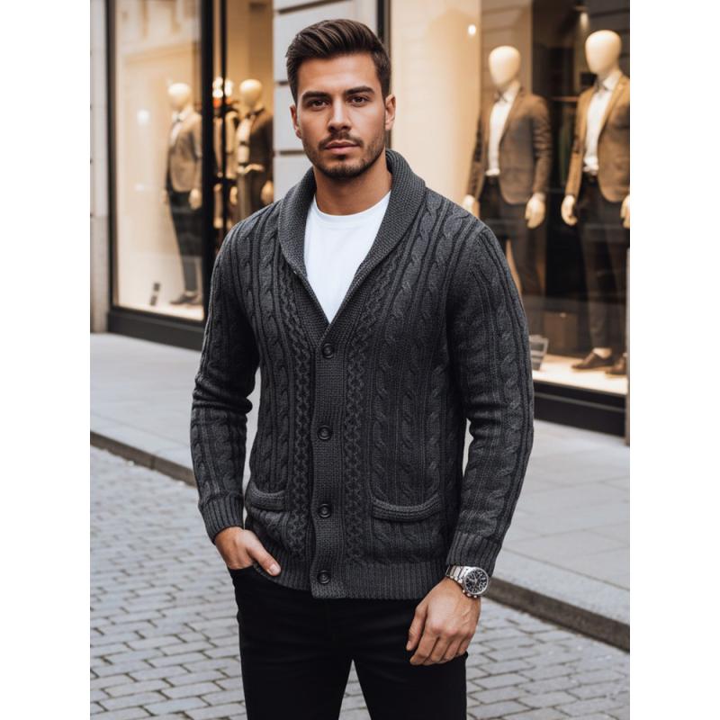 Férfi laza szabású pulóver FESTER sötétszürke