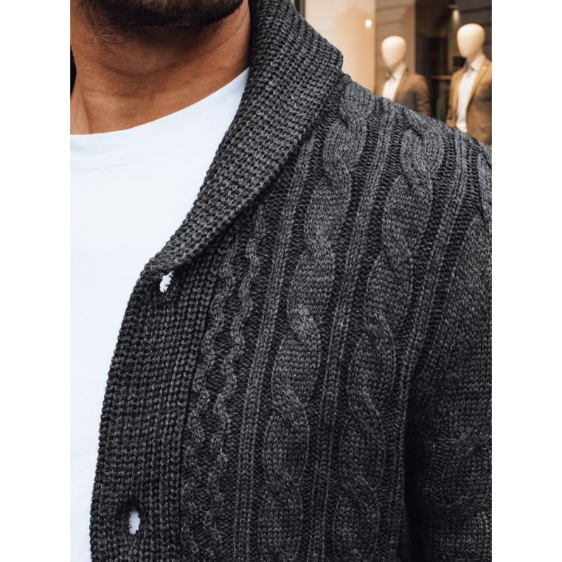 Férfi laza szabású pulóver FESTER sötétszürke