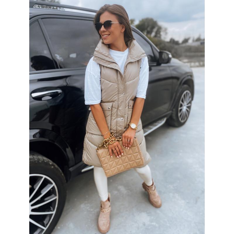 Női steppelt mellény MARIEL bézs színű