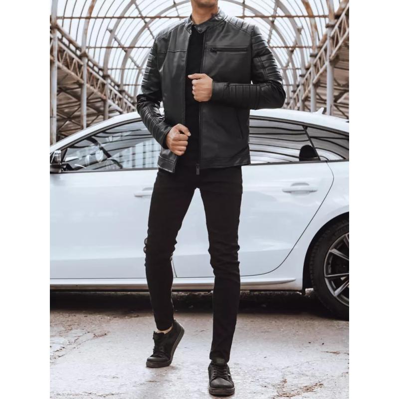 Férfi bőrdzseki ADDIE fekete