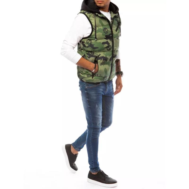 Pánská vesta prošívaná kamuflážová MLITARY zelená 