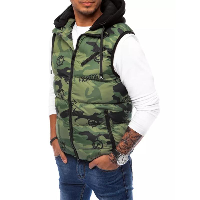 Pánská vesta prošívaná kamuflážová MLITARY zelená 