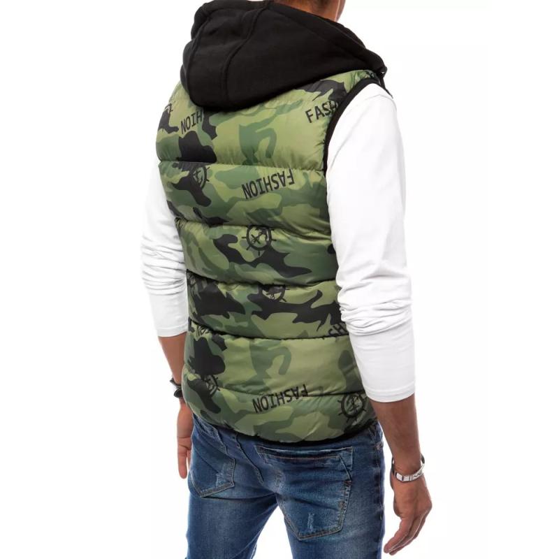 Pánská vesta prošívaná kamuflážová MLITARY zelená 