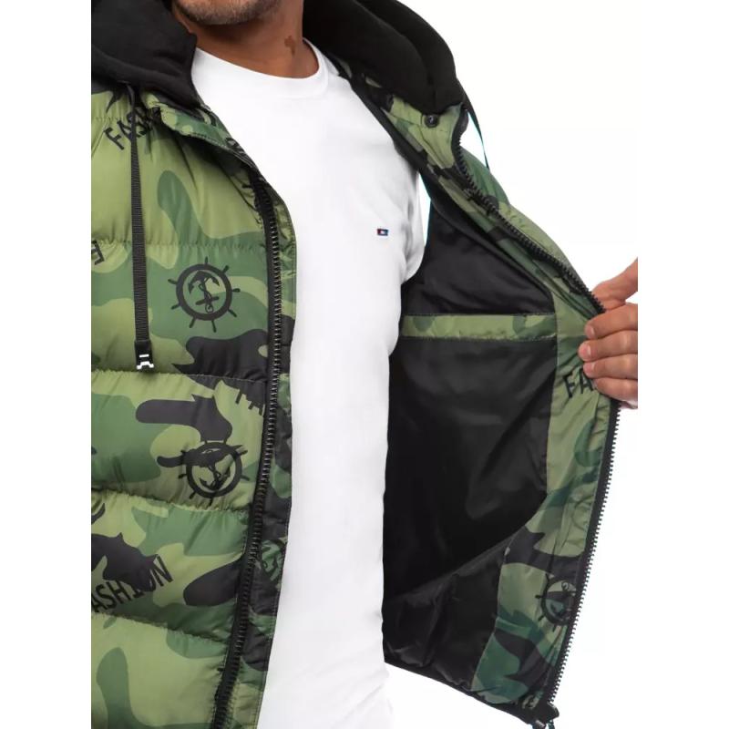 Pánská vesta prošívaná kamuflážová MLITARY zelená 