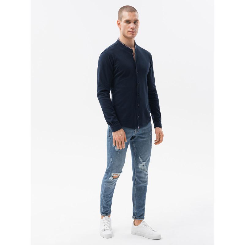 Pánská košile s dlouhým rukávem WARNER tmavě modrá