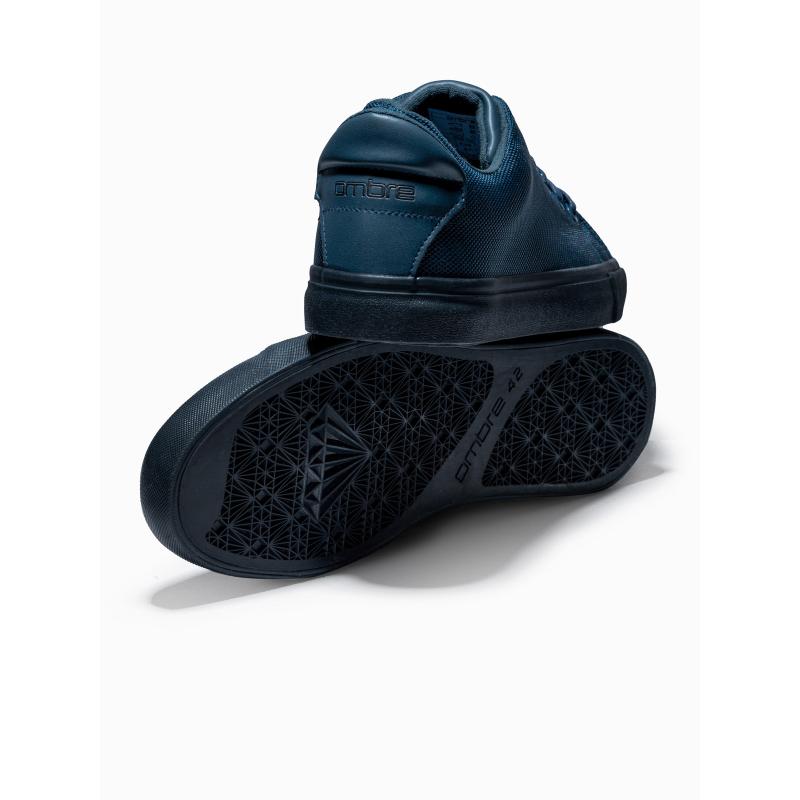 Egyszínű férfi szabadidőcipő kombinált anyagokból – sötétkék V2 OM-FOCS-0105