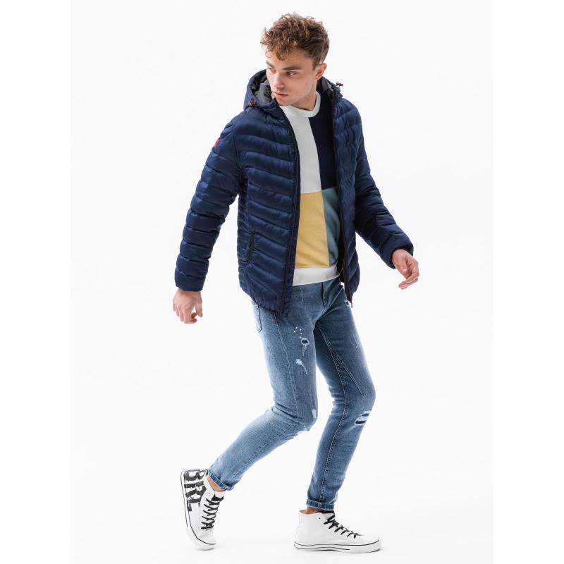 Férfi steppelt kabát ROWEN sötétkék