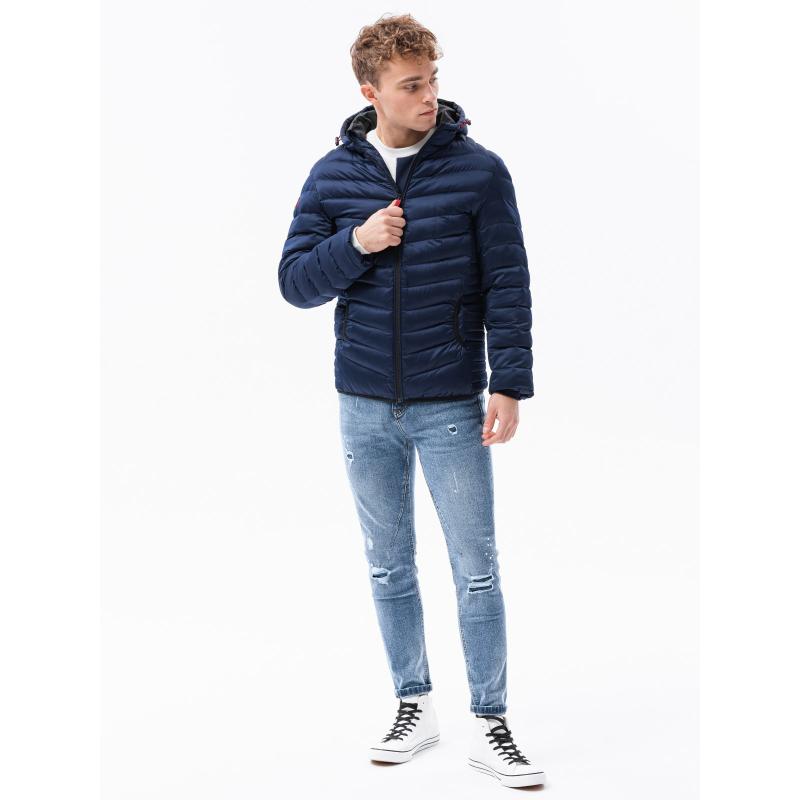 Férfi steppelt kabát ROWEN sötétkék