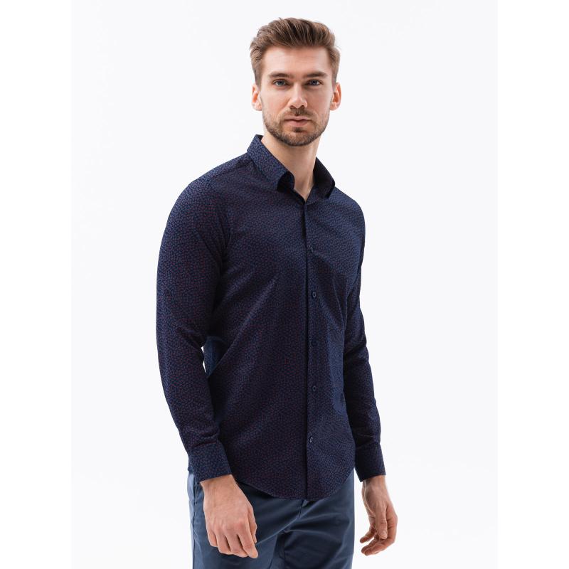 Pánske tričko s dlhým rukávom FRANKLIN námornícka modrá/červená