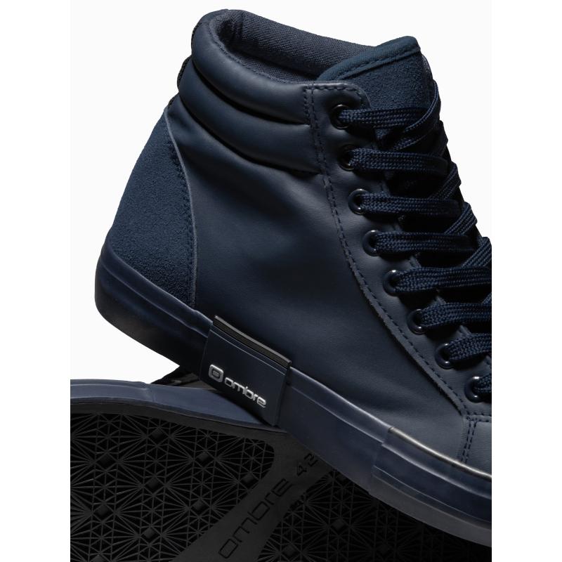 Klasszikus férfi magas cipő varrott felsőrésszel – sötétkék V3 OM-FOTH-0127