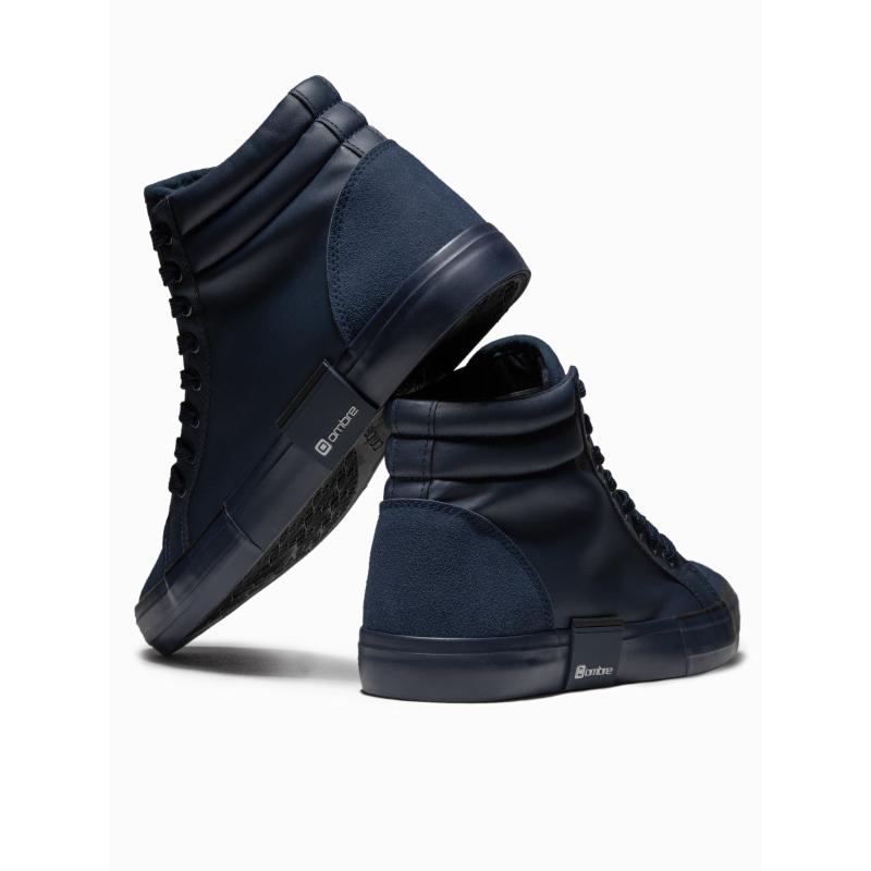 Klasszikus férfi magas cipő varrott felsőrésszel – sötétkék V3 OM-FOTH-0127