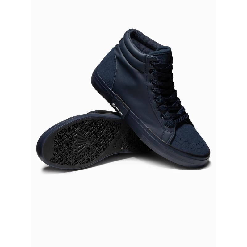 Klasszikus férfi magas cipő varrott felsőrésszel – sötétkék V3 OM-FOTH-0127