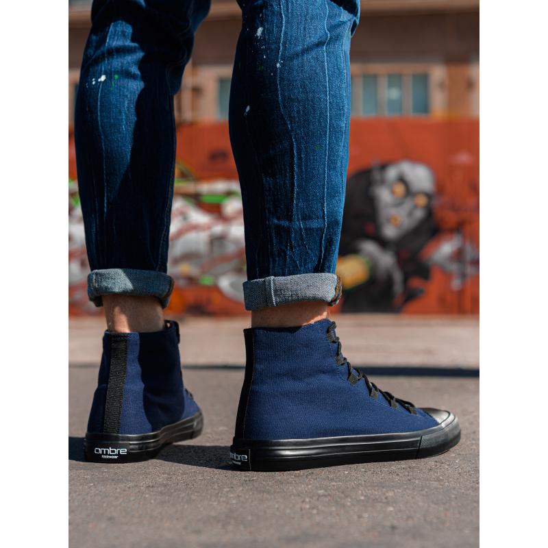 Férfi cipő kombinált anyagokból – sötétkék V3 OM-FOTH-0143