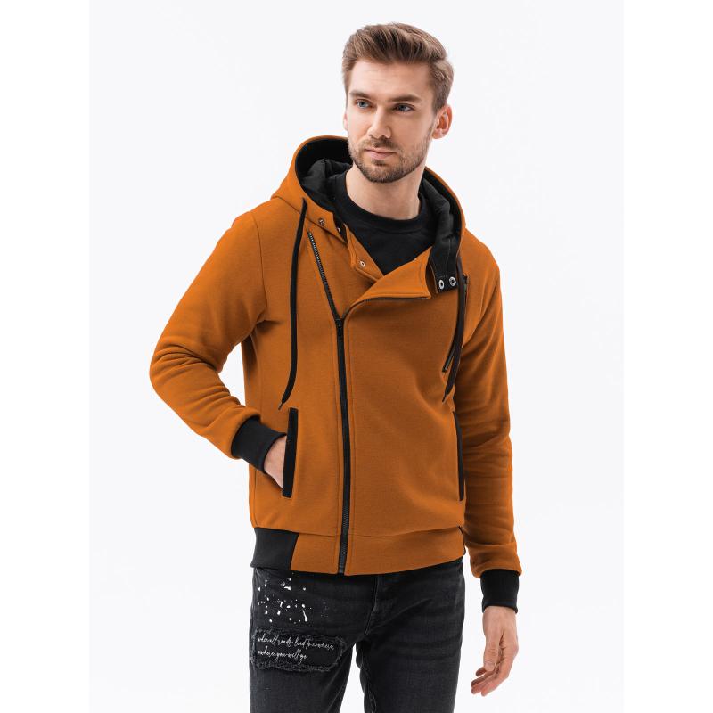 Pánská mikina na zip s kapucí GIOVANNI hnědá