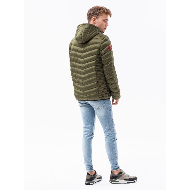 Férfi steppelt kabát ROLANDO sötét olívazöld