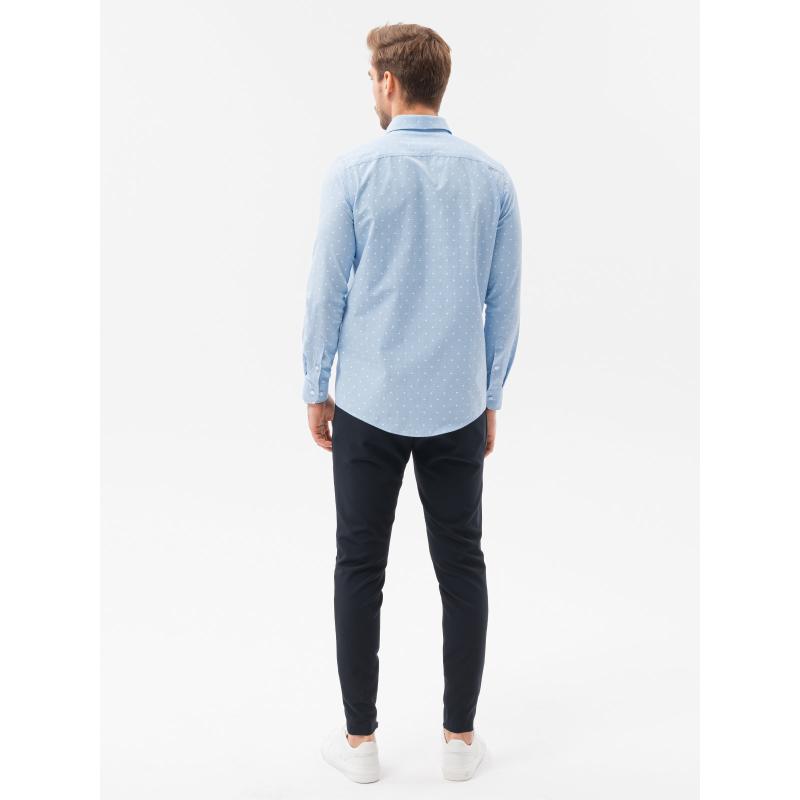 Pánské elegantní tričko s dlouhým rukávem ZIBEON světle modré