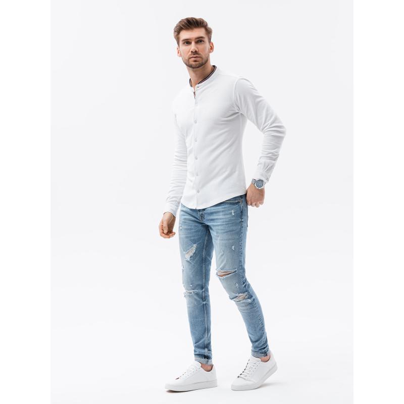 Pánské tričko s dlouhým rukávem ABRA bílé