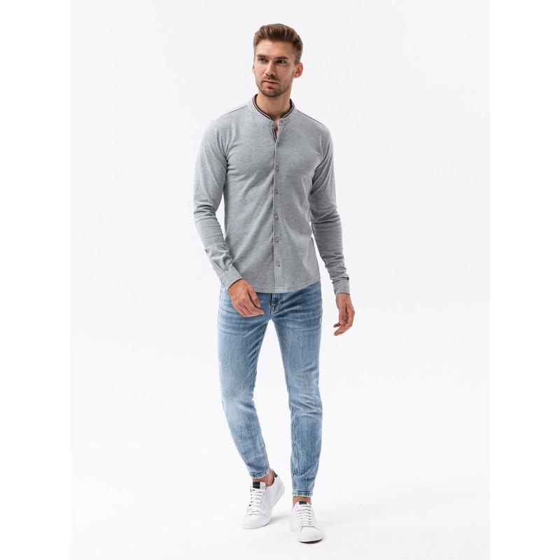 Pánske tričko s dlhým rukávom ABRA sivé