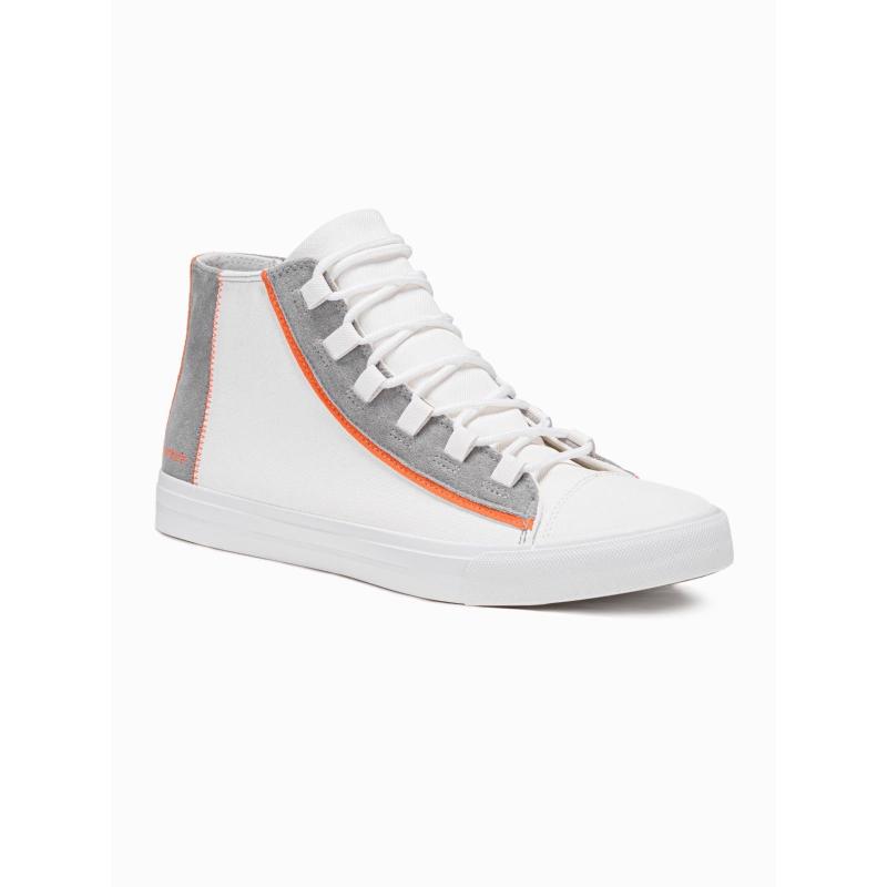 Férfi cipők kontrasztos elemekkel – fehér V1 OM-FOTH-0140