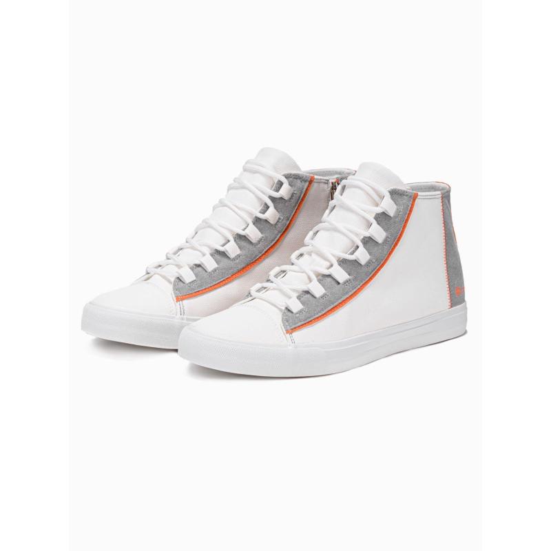 Férfi cipők kontrasztos elemekkel – fehér V1 OM-FOTH-0140