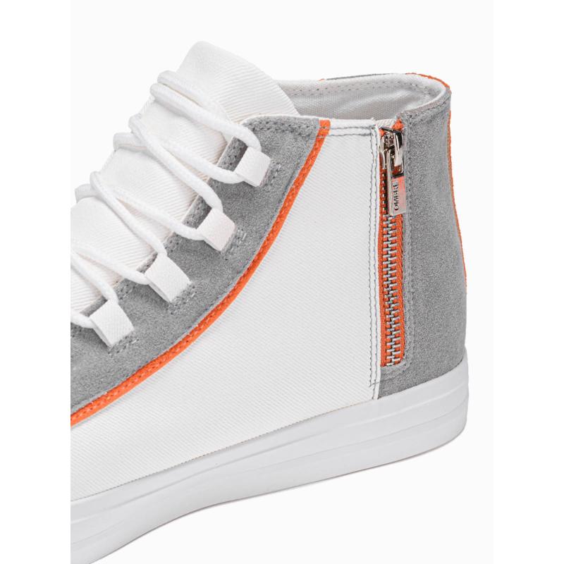 Férfi cipők kontrasztos elemekkel – fehér V1 OM-FOTH-0140