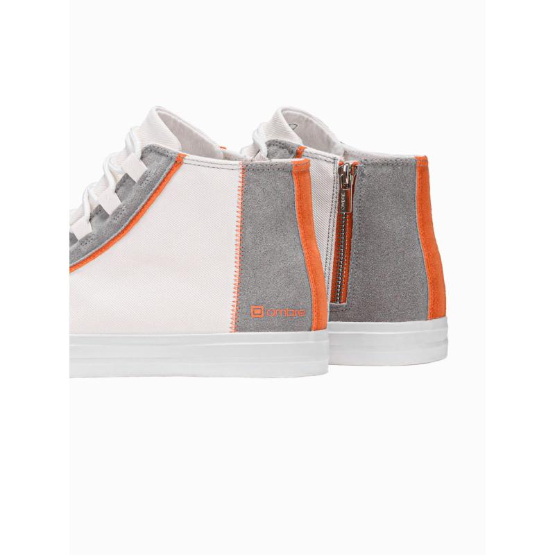 Férfi cipők kontrasztos elemekkel – fehér V1 OM-FOTH-0140