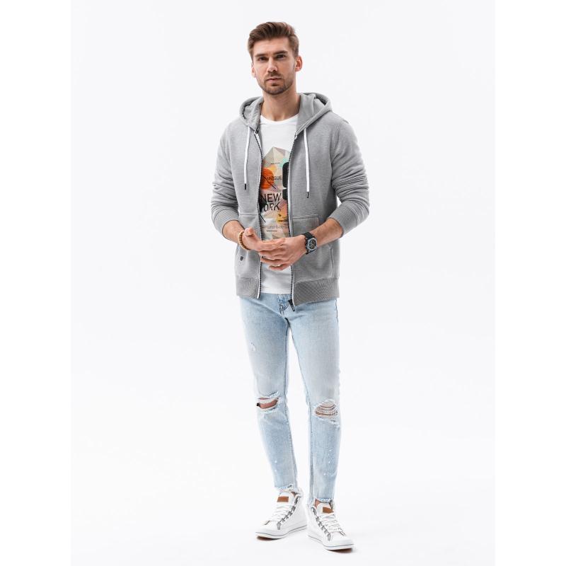 Pánska mikina na zips FREDDY šedá melange