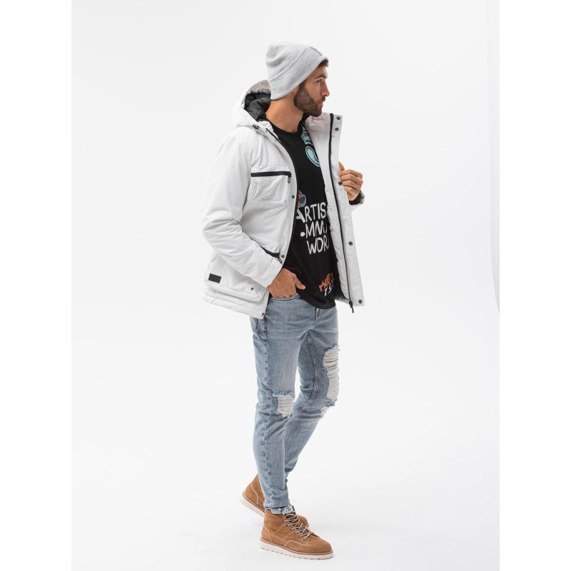 Pánská prošívaná zimní bunda KONNOR bílá