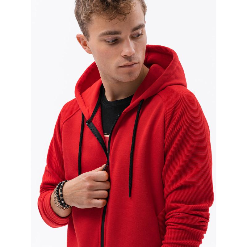 Pánska mikina na zips REY červená