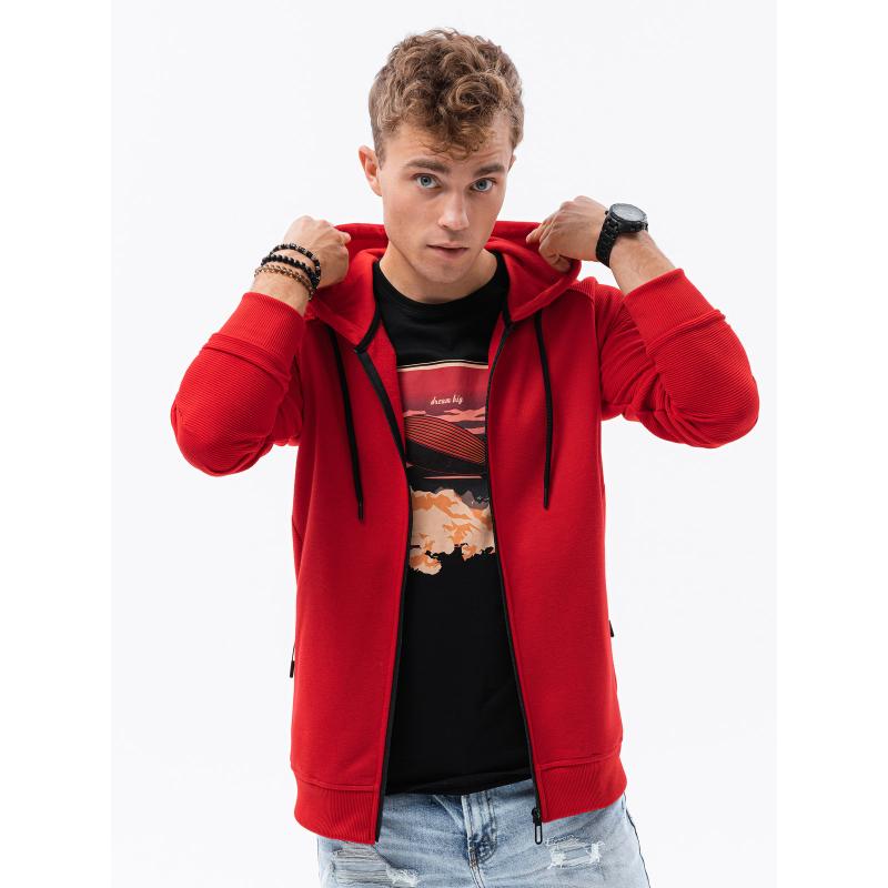 Pánska mikina na zips REY červená