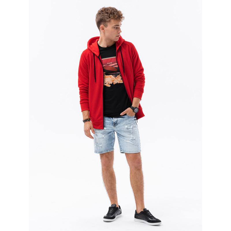 Pánska mikina na zips REY červená
