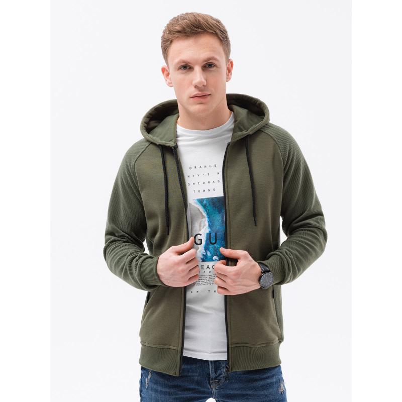 Férfi zip-up pulóver JADIEL khaki színű