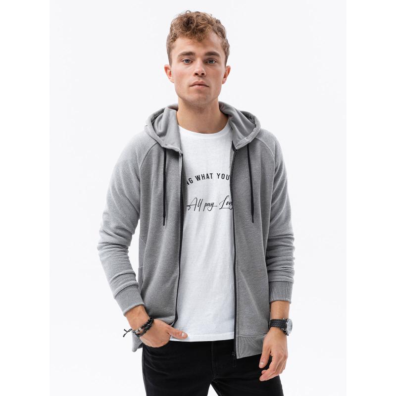 Pánská mikina na zip KEITH šedý 