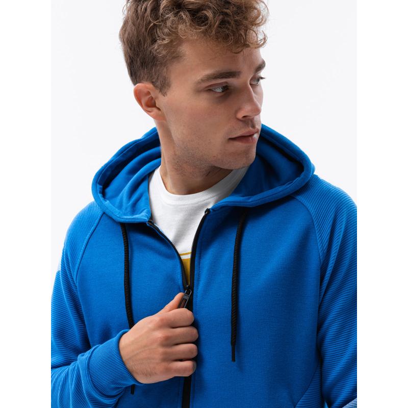 Férfi cipzáras kapucnis pulóver CAIN kék