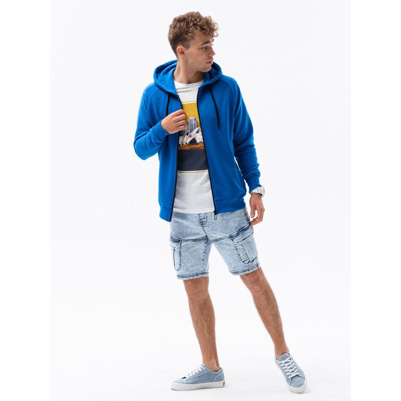 Férfi cipzáras kapucnis pulóver CAIN kék