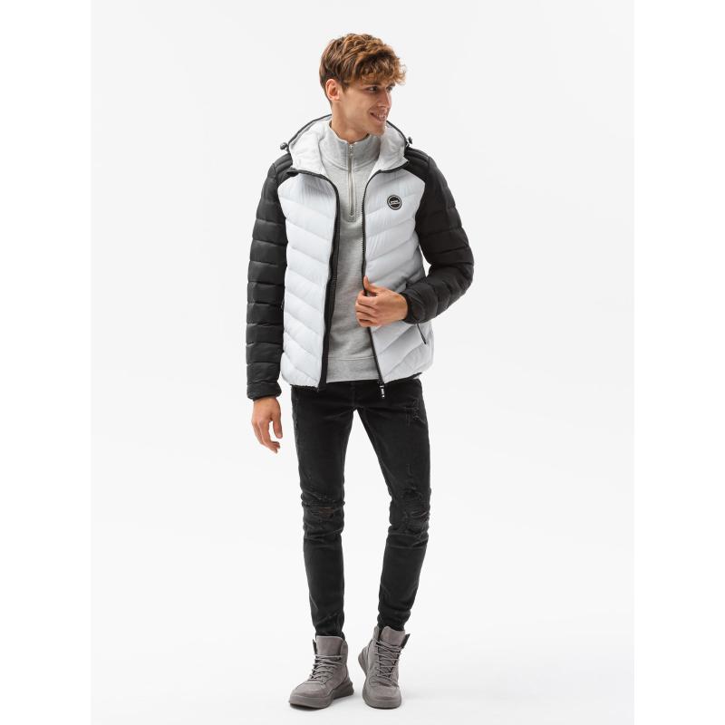 Pánska bunda prešívaná medzisezónna ELI biela