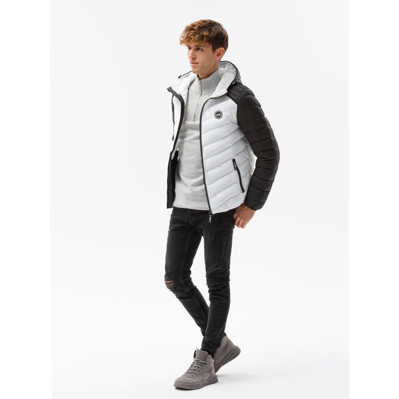 Pánska bunda prešívaná medzisezónna ELI biela