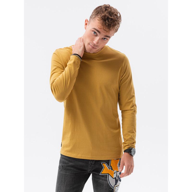 Pánske jednofarebné tričko s dlhým rukávom KEGAN mustard