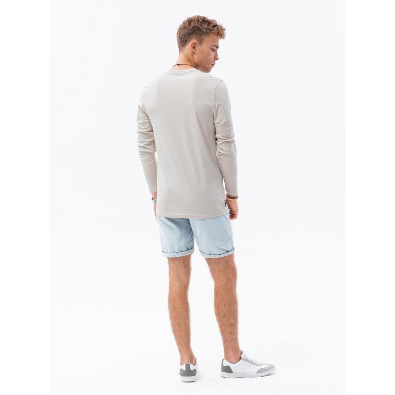 Pánske jednoduché tričko s dlhým rukávom ADENO béžová