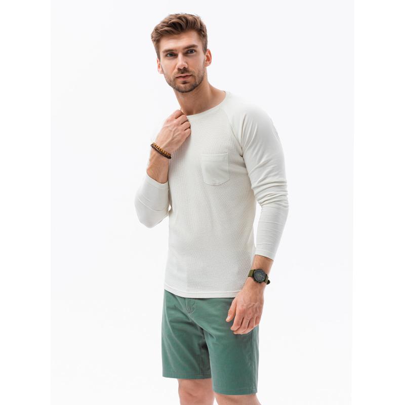 Pánske jednoduché tričko s dlhým rukávom CLAUD ecru