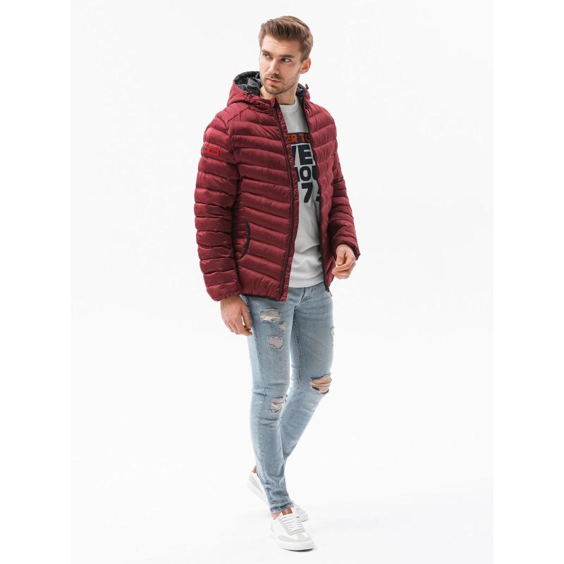 Pánská prošívaná bunda JESSE tmavě červená