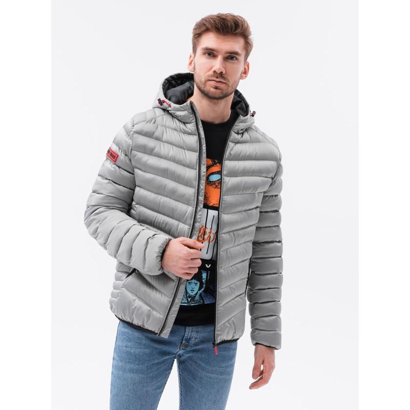 Férfi steppelt kabát OWEN szürke