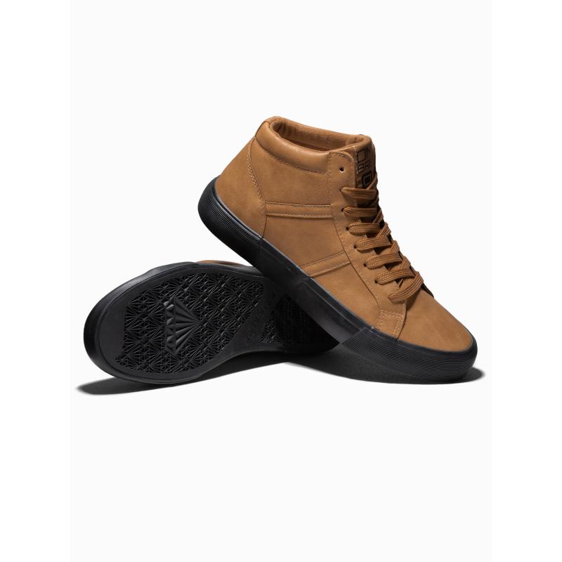 Pánské kotníkové tenisky s kontrastní podrážkou – velbloudí V5 OM-FOTH-0124