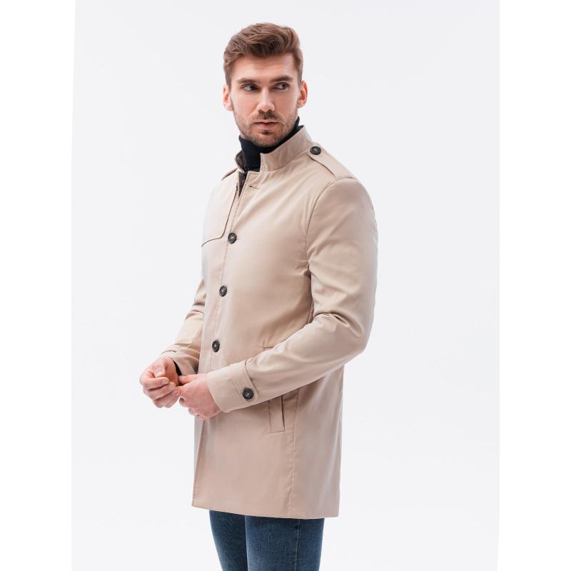 Férfi középhosszú kabát ABDIEL bézs színű