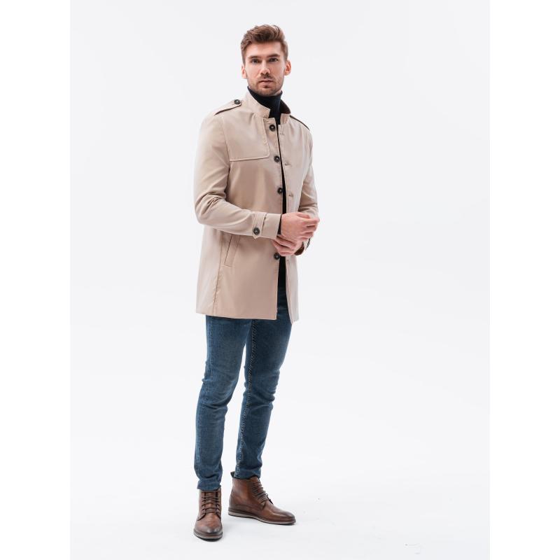 Férfi középhosszú kabát ABDIEL bézs színű